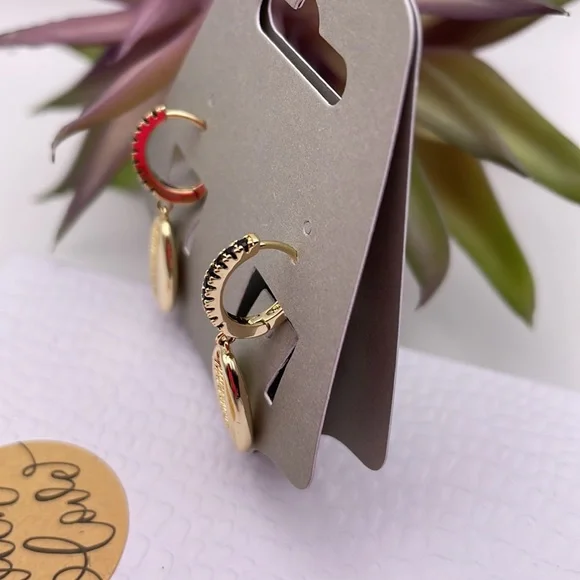 Earrings Gold Plated 18K Huggies Modern Fashion Woman’s Girl’s - Picture 4 of 12